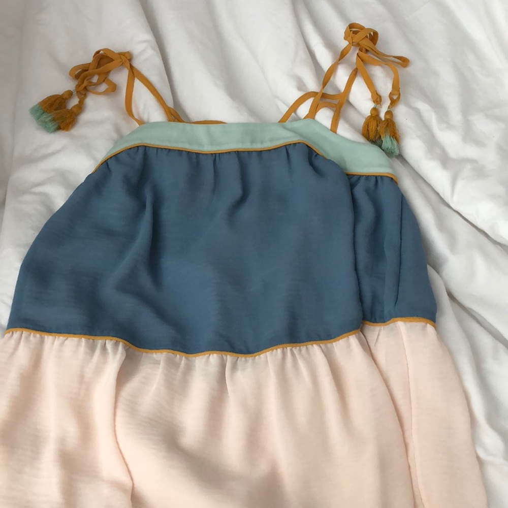 Loft tank top with tassels